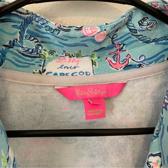 Lilly Pulitzer Skipper Popover XXL UPF 50+ Bali Blue Cape Cod Print - Picture 12 of 15